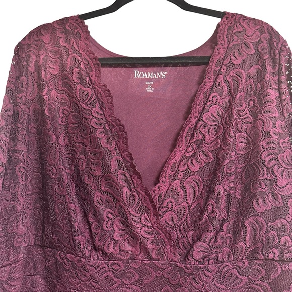 Roaman’s Lace Surplice 3/4Sleeve Stretchy Top XXL (26-28) - Picture 1 of 16